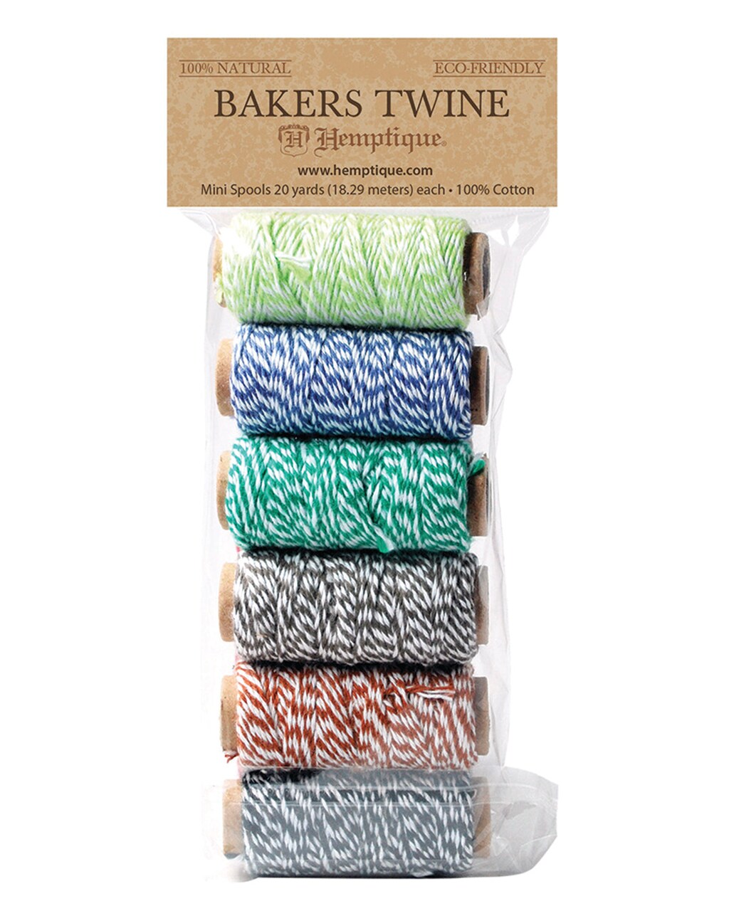 Hemptique Cotton Bakers Twine 2 Ply 6 Mini Spool Bag Set - Spring Fling